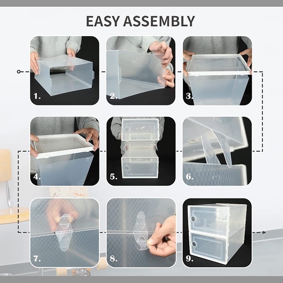 15  Pack Stackable Shoe Organizer Front Opening Lids, Ventilation & Dust-Proof - Picture 7 of 9